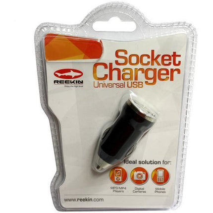 Reekin autolader USB 12 Volt 1 Ampère zwart
