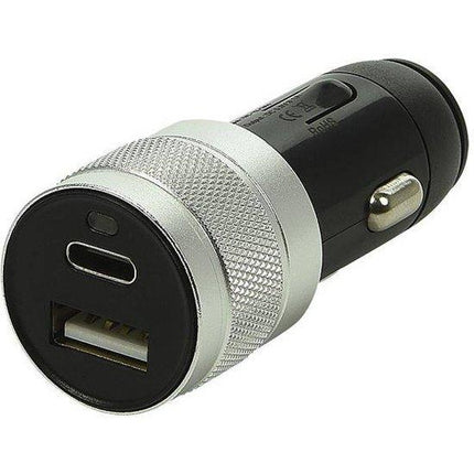 ProPlus autolader USB type A + C 2-weg 12V/24V 3,1 Ampère zwart