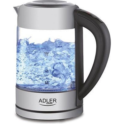 Adler glazen waterkoker met led verlichting en temperatuur regeling 1,7L AD 1247 zilver