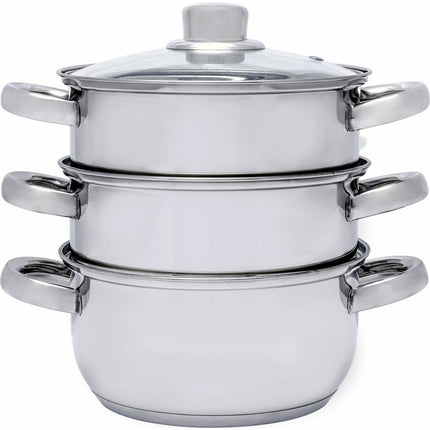 Ambiente stoom pan voor alle warmtebronnen 4-delig Ø18 cm 2.5L RVS