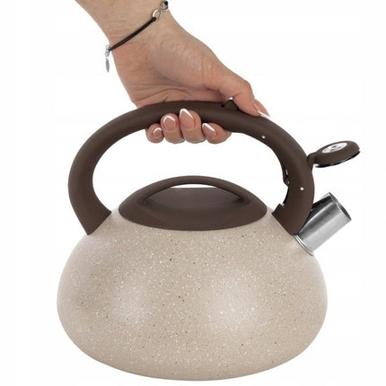 Florina Lava fluitketel RVS beige / bruin 2.5 Liter - ook geschikt voor inductie
