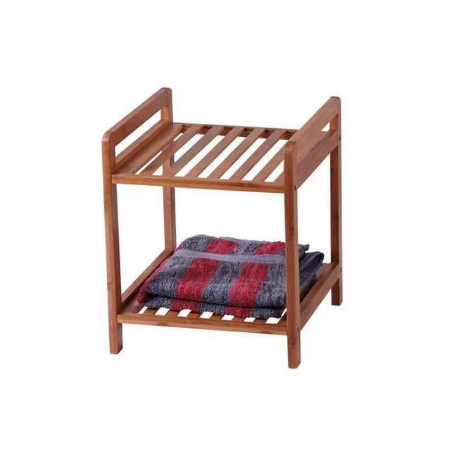 MK Bamboo handdoekenrek 2 etages 30 x 30 x 35 cm bruin