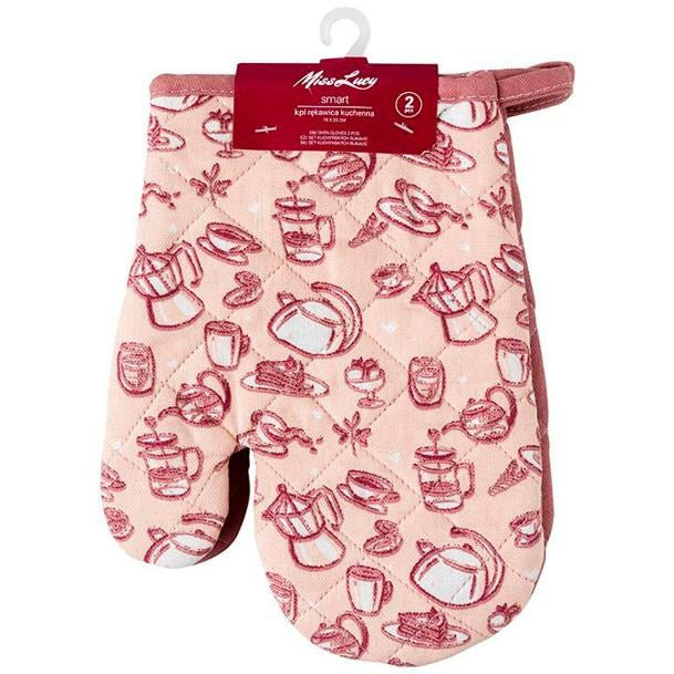 Miss Lucy Smart ovenhandschoenen set van 2 stuks 18 x 25 cm roze