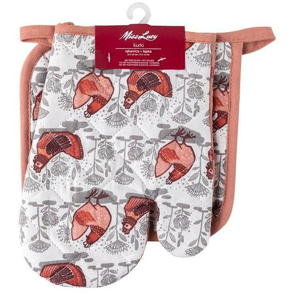 Miss Lucy Kurki ovenhandschoen en pan lap set van 2 stuks 18 x 25 cm