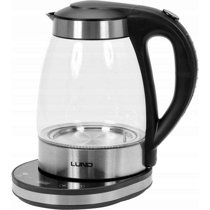 Lund glazen waterkoker LED met temperatuur regeling 1.8L 2200W 68174 zwart / zilver