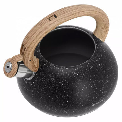 Klausberg KB-7279 fluitketel RVS mat zwart / bruin 2.7 Liter - ook geschikt voor inductie