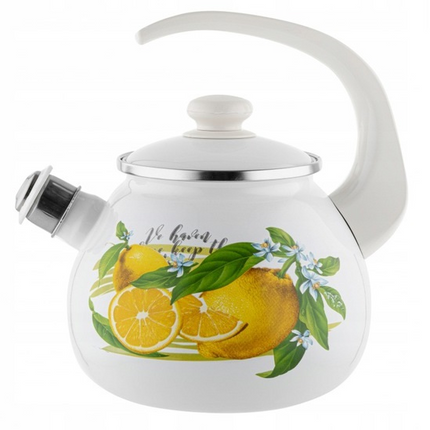 Emalia Lemon fluitketel emaille wit / geel 2.5 Liter - ook geschikt voor inductie