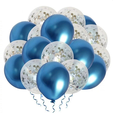 VSE luxe confetti ballonnen 20 stuks metallic blauw