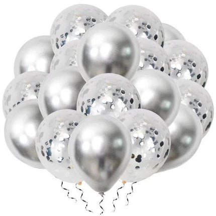 VSE luxe confetti ballonnen 20 stuks metallic zilver
