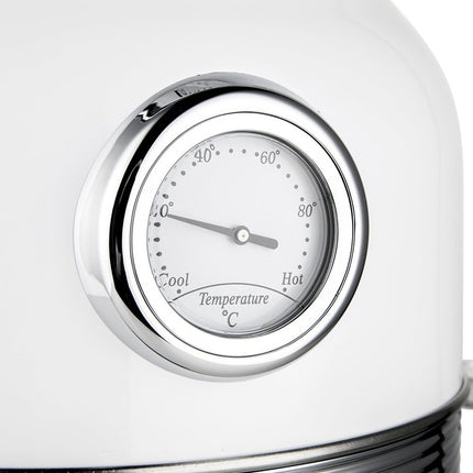 Botti Royal Line professionele waterkoker met thermometer klassiek design 1.7L 2200W wit/zilver