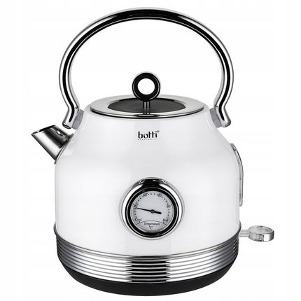 Botti Royal Line professionele waterkoker met thermometer klassiek design 1.7L 2200W wit/zilver