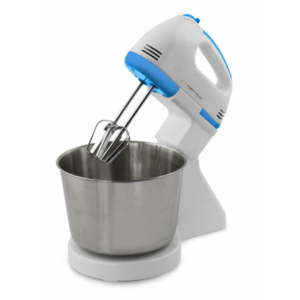 Esperanza handmixer ''Biscotti''met kom 2.5L 7 snelheden wit/blauw