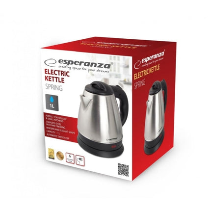 Esperanza ''Spring'' kleine waterkoker RVS 1.0L 1350W zilver