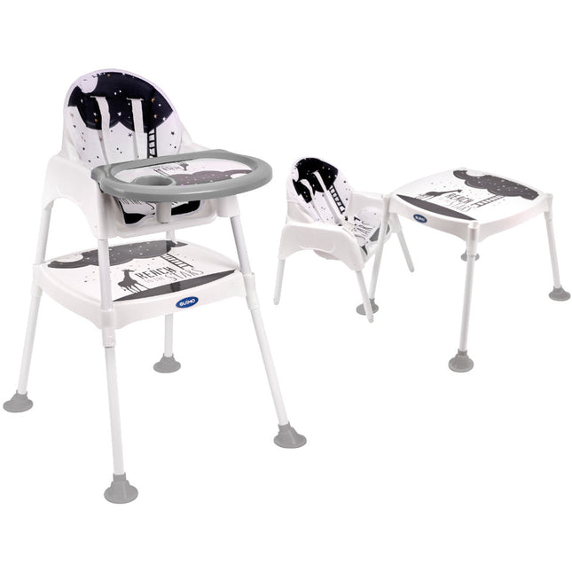 Guimo 3 in 1 voedingsstoel / kinderstoel met 5-punts gordel stars zwart