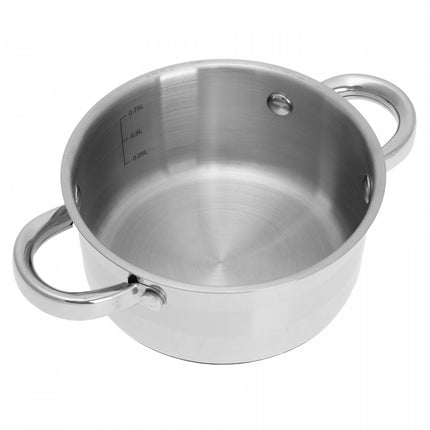 Kinghoff KH-4326 kleine kookpan met glazen deksel RVS 14 x 7 cm 1L zilver