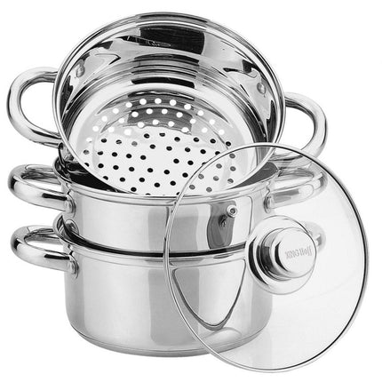 Kinghoff KH-3316 stoompan 4-delig RVS 2.5L ∅ 18 cm - geschikt voor inductie