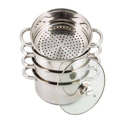 Kinghoff KH-3329 5-delige RVS stoompan Ø22 cm 4L voor alle warmtebronnen