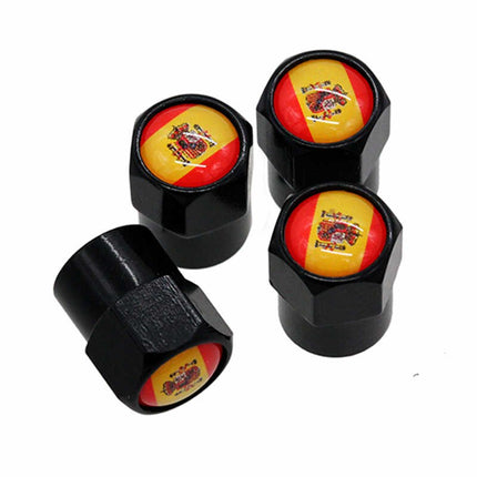 TT-products ventieldoppen aluminium Spaanse vlag zwart 4 stuks