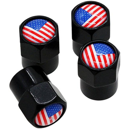 TT-products ventieldoppen aluminium Amerikaanse vlag zwart 4 stuks