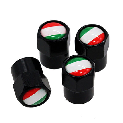 TT-products ventieldoppen aluminium Italiaanse vlag zwart 4 stuks