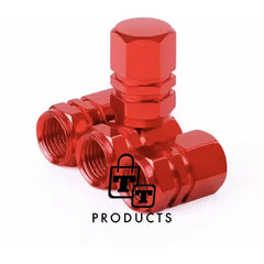 TT-products ventieldopppen hexagon red aluminium 4 stuks rood TT-products