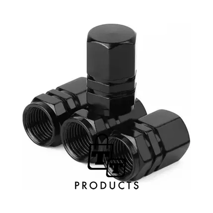TT-products ventieldopppen hexagon black aluminium 4 stuks zwart