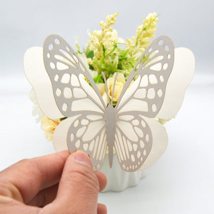 Cake topper 3D decoratie vlinders of muur decoratie met plakkers 20 stuks Zilver/Wit - 3D vlinders - VL-05