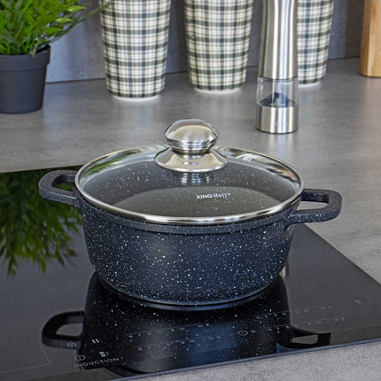 Kinghoff KH-1595 braadpan met marmeren coating 24 cm 4.5 liter zwart