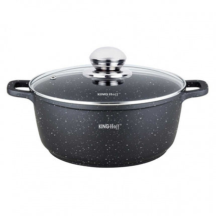 Kinghoff KH-1597 ronde braadpan met glazen deksel Ø 28 cm aluminium 6.8L - ook geschikt voor inductie