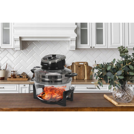 LUND Professional halogeen oven heteluchtoven met air fryer ring 12 + 5L 1400W zwart / grijs