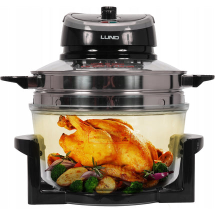 LUND Professional halogeen oven heteluchtoven met air fryer ring 12 + 5L 1400W zwart / grijs
