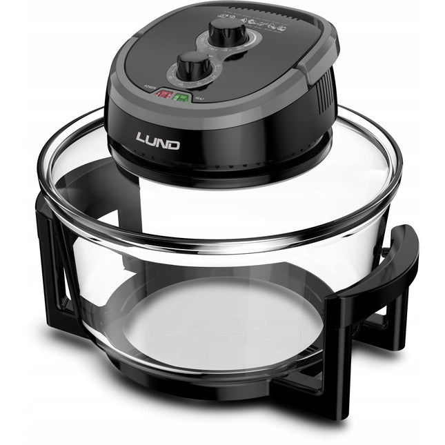 2de kansje LUND Professional halogeen oven heteluchtoven met air fryer ring 12 + 5L 1400W zwart / grijs