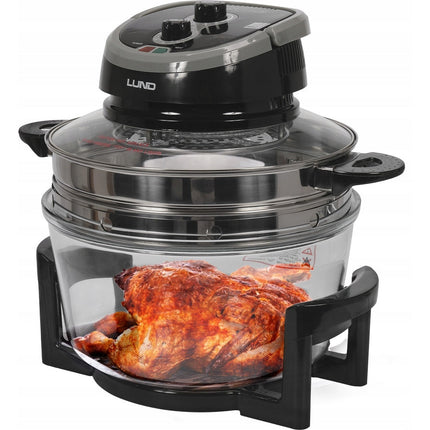 LUND Professional halogeen oven heteluchtoven met air fryer ring 12 + 5L 1400W zwart / grijs
