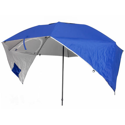 Strand of tuinparasol kantelbaar en inklapbaar in handige meeneemtas 200 cm blauw