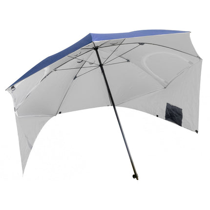 Strand of tuinparasol kantelbaar en inklapbaar in handige meeneemtas 200 cm blauw