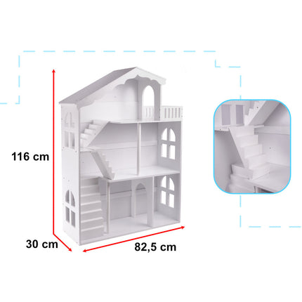 Lulilo Calla 2 in 1 Poppenhuis en boekenkast / opbergkast MDF 116cm duurzaam hout