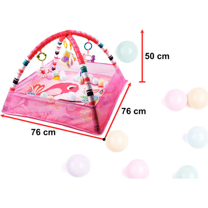 Opvouwbare activity center en educatieve mat voor baby's met 18 ballen roze