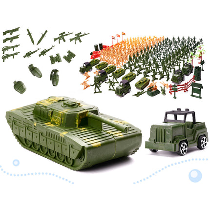 XXL Leger speelset 307 stuks incl tanks, auto's en geweren - Soldaten speelgoed - Soldaat set