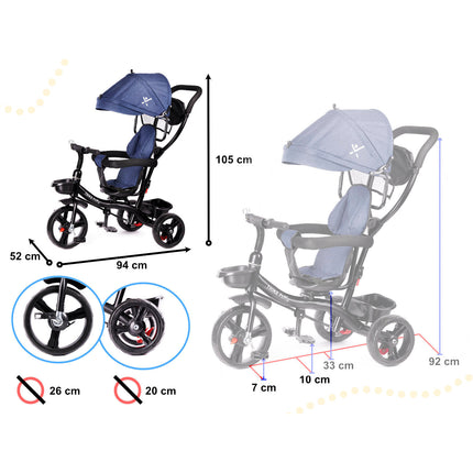 Trike Fix Lite 3 in 1 driewieler met duwstang marine blauw 105 cm x 94 cm x 52 cm