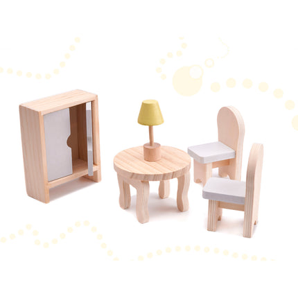 Zeer luxe grote houten poppenhuis/ speelhuis met meubels 70 cm grijs