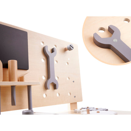 Speelgoed gereedschap werkbank van hout met accessoires