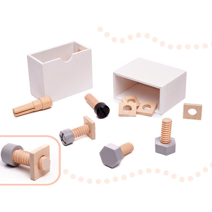 Duurzaam houten speelgoed gereedschapskist met accessoires