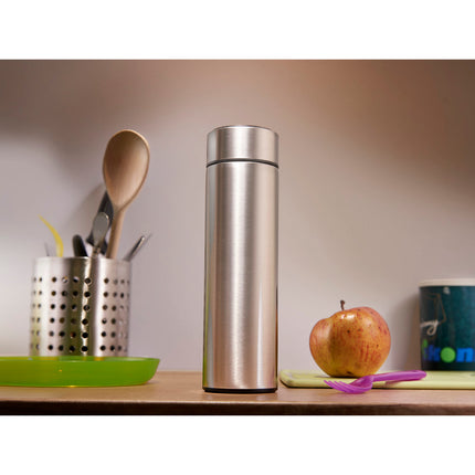 Thermosbeker en thermosfles met LED graden display en thee / koffie zeef 500 ml goud