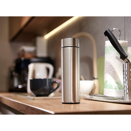 Thermosbeker en thermosfles met LED graden display en thee / koffie zeef 500 ml goud