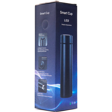 Thermosbeker en thermosfles met LED graden display en thee / koffie zeef 500 ml goud