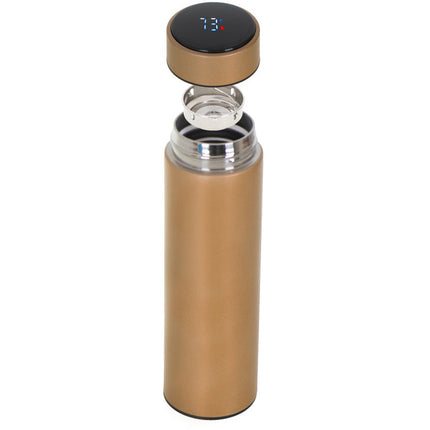 Thermosbeker en thermosfles met LED graden display en thee / koffie zeef 500 ml goud