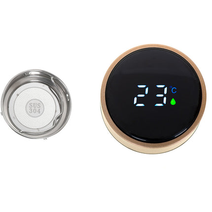 Thermosbeker en thermosfles met LED graden display en thee / koffie zeef 500 ml goud