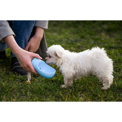 Honden drinkfles on the go met drinkcup 350 ml roze