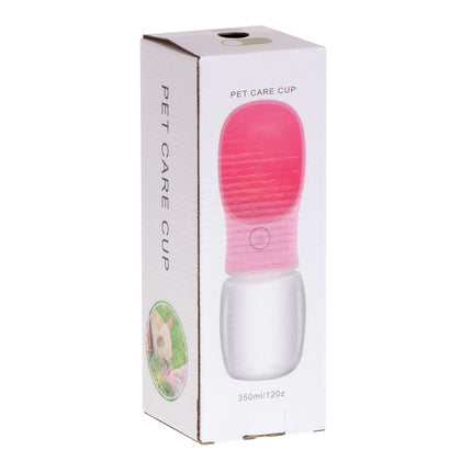 Honden drinkfles on the go met drinkcup 350 ml roze
