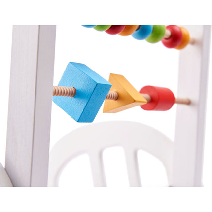 Houten educatieve baby loopwagen looptrainer - kinderwagen telraam klok tandwielen - loophulp